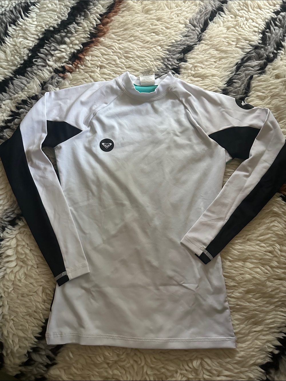 Roxy White and Black Long-Sleeve Surf Rash Guard